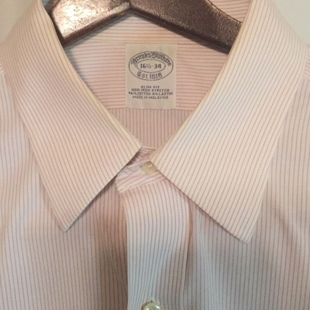 VTG. BROOKS BROTHERS Mauve/White Stripes 16.5/34
